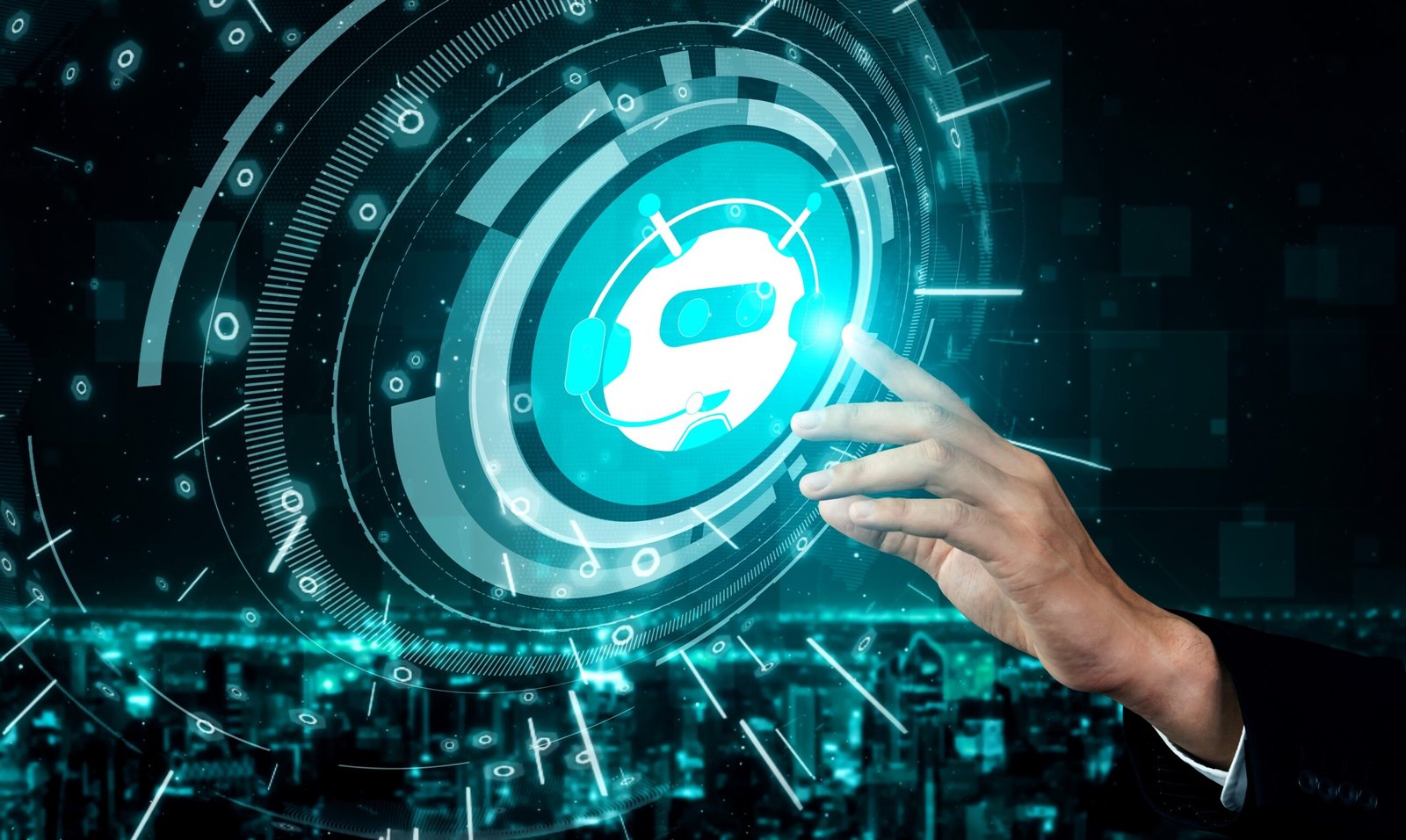 AI Chatbot smart digital customer service application concept.